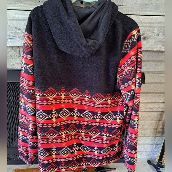 Massive Outdoor Fleece Hooded Sweatshirt Men's Size Large Aztec Southwestern - Picture 9 of 11
